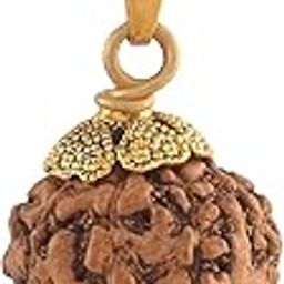9 Mukhi Nepali Rudraksha Pendant with Gold Caps, Red Dori-image-34