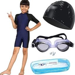 THE MORNING PLAY Girls Swimming Set with Cap, Goggles and Costume Poly Spandex Multipurpose Wear for Swimming I Diving I Cycling I Aerobics-image-25