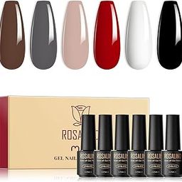 ROSALIND Classy Glossy Gel Nail Polish 6 Pcs Set Soak Off UV LED Gel Polish Art Manicure Kit, 7 ml Mini Bottle.-image-28