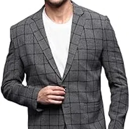showoffff Men's Single Breasted Slim Blazer-picture-40