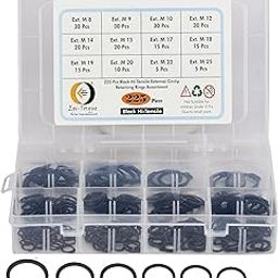 Epi-Torque Alloy Steel External Snap Retaining Ring Circlip For Shaft Size 8mm to 25mm [12-Size] 225 Pcs Assortment-11