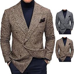 Men's Long Sleeve All-Round Polyester Fabric Turn Collar for Men Wedding (S) Brown-picture-14