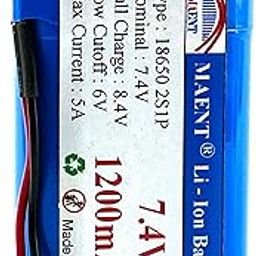 7.4V 18650 Lithium ion Rechargeable Battery 2S1P with JST PH2.54 DC Plug Balance 8.4V for Electronics Toys Lighting Equipment DIY Robotics Project Work (2 Pin JST 2.54mm, 1200 mah)-image-66