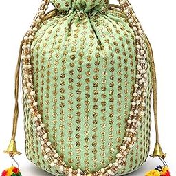 Women Golden Star with Green Potli Bag-48