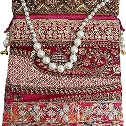 Embroidered handBag for Women with Pearl Handle, Wedding Gift Purse, Trendy Fashion-image-62