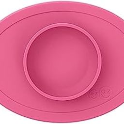 ezpz Tiny Bowl - 100% Food Grade Silicone Suction Bowl with Built-in Placemat for First Foods, Promotes Baby Self-Feeding, Non-Slip - Fits on All Highchair Trays - Microwave Safe - 6 Months+ (Pink)-picture-26