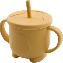 GUCHIGU Mini Cup + Straw Training System - 100% Silicone Training Cup for Infants + Toddlers | Reusable Portable Baby Sippy Drinking Cup for Kids | BPA Free | Cute Penguin Shape (Mustard)-9