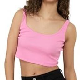 Women's Ribbed Sleeveless Crop Top | Square Neck Stretchable Tank Top for Gym, Yoga, and Casual Wear | Top for Women | Crop top for Women (126, PNK, M)(M_WTT_126_PNK_BZ)-image-92