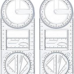 2 Pack Multifunctional Geometry Ruler Tool Set for Students, Architects & Designers – Protractor, Compass, Stencil, Angle Measurement & Drawing Aid for Math, Drafting, Technical & Creative Projects-18