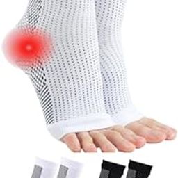 Neuropathy Socks for Women and Men - 2 Pair Orthopedic Toeless Compression Foot Neuropathy Pain, Peripheral, Diabetic Socks, Arthritis Socks (2 Pair White & Black Combo)-image-38