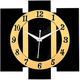 Nozvera Wooden Wall Clock for Home Decor | Stylish Designer Wall Clock for Bedroom, Living Room, Office | 12 Inch Decorative Fancy Wall Clock for Home, Modern Clock Wall (Black Gold)-19