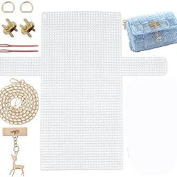 HASTHIP DIY Knitting Crochet Bags Kit, Plastic Canvas Plastic Mesh Sheets for Embroidery Cross Stitch DIY Women Handmade Bag Making Accessories, White-7