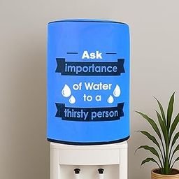 Kuber Industries 20 Ltr. Rexine Water Camper Cover with Water Level indicator | Machine Washable Dispenser Bottle Cover - Ideal for Home, Office & Hospital | Printed - Blue-image-94