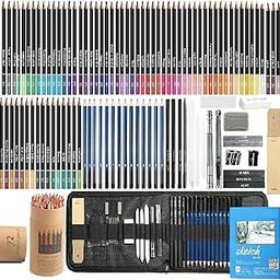 Corslet 110 Pc Sketching Kit for Artists | Drawing Pencils, A5 Sketch Book, 72-Color Pencils Set, Charcoal Pencil Set, and Supplies for Artist, Students and Adults (110)-30