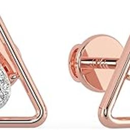 18k Real Gold & Diamond Earrings for Women & Girls | 18kt Gold & Diamond Studs for Birthday, Wedding & Festive Gift | 18k BIS Hallmark Gold & IGI Certified Diamond Earrings-image-91