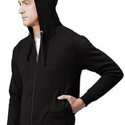 Men's Cotton Plain Hooded Neck Full Zipper Sweatshirt Hoodies with Muff Pocket-image-108