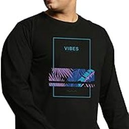 Men's 100% Cotton Graphic Print Regular Fit Round Neck Plus Size T-Shirt-43
