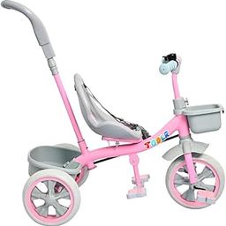 Stryder Todlr Tricycle with Parental Control – Red | Steel Frame | Safety Belt, Baskets, Footrest & Bell | for Kids Up to 5 Year (Pink)-image-16