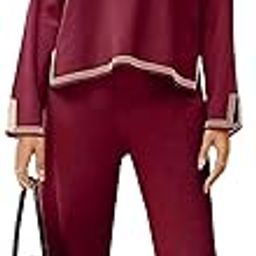 Women's Contrast Piping Top with Trousers Co-Ords Sets-picture-0