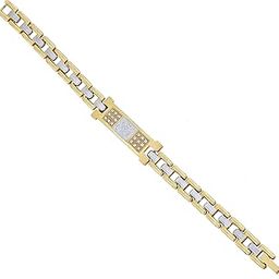 Premium Two-Tone Gold Plated OM Design Bracelet Rakhi with Crystal Accents (RRPC22OM2TB)-51