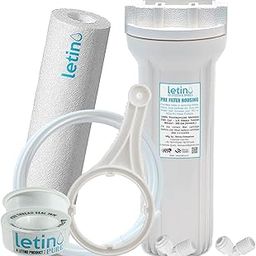 Letino Pre Filter Housing Kit with Spun Filter Spanner Teflon Pipe 2 Meter for All Type of RO Water Purifiers Pre Filter Housing (White)-2