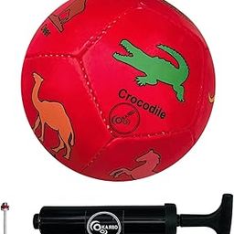 Hand Stitched Latex Bladder Football with Air Pump and Needle Pin - 12 Panel Ball for Turf & Soft Ground, PVC, Toddlers Age 1-2-3 & Small Kids Play Size 1 Mini, Red Animals Learning-image-86