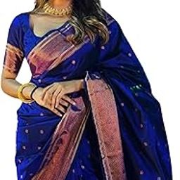 Women's Banarasi Saree Pure Kanjivaram Style Silk Saree With Blouse Piece for Wedding (BS09)-image-74