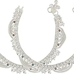 Silver Plated Silver American Diamond Anklet For Women & Girls (Silver)-picture-33