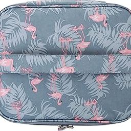Travel Makeup Cosmetic Case,Portable Brushes Case Toiletry Bag Travel Kit Organizer Grey Flamingo B-image-44