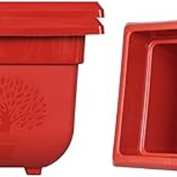 McMus Plastic Pemium Squre Planter Pots, Gamla Pots for Home, Plant Containers (8 Inch) (3)-image-88