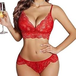TalkHead V Neck Bikini Set Hot & Sexy Night Dress Hot Bra Panty Set Honeymoon Dress Transparent Net Lingerie Set for Women's-image-86