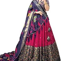 Women's Lehenga Choli | Tussar Silk With Patola Flower Print With Foil Work For Women Solid Patola Flower Print And Foil Work Lehenga choli-picture-34