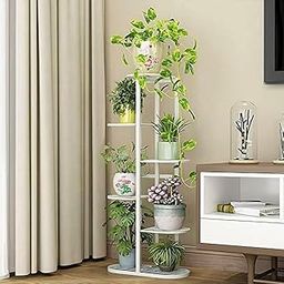 Creation Art Metal 6 Tier 7 Potted Multiple Flower Pot Holder Plant Stand for Balcony Flower Pot Stand for Balcony Living Room Outdoor Indoor Plants Plant Holder Home Decor Item (White)-image-55