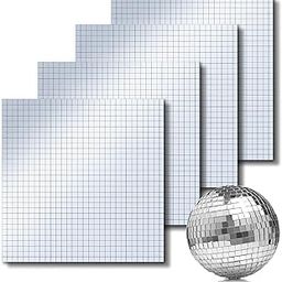 Lavnik Silver Self Adhesive Mosaic Tiles, Glass Mirror Pieces Square Mirror Mosaic Stickers for Disco Ball Craft, Disco Stickers, Home Decoration (Silver 3)-image-4