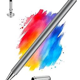 2 in 1 Universal Stylus Pen with Fine Point Disc Tip+ Micro-Knit Hybrid Fiber Tip| for Smartphone/Tablet/iPad/Pro/Air/iPhone/iOS/Android/All Touch Screens| Aluminum Body (Grey)-12