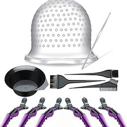 JIBARO Silicone Hair Dye Cap Reusable Professional Hair Coloring Cap with Hair Coloring Bowel and 3 Hair Brush Set, 6 Crocodile Hair Styling Clips Non Slip Grip Salon Sectioning Alligator Clips-11