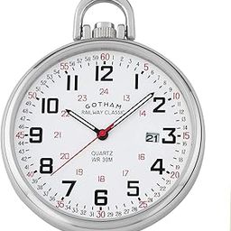 Men's Stainless Steel Analog Quartz Date Railroad Style Pocket Watch # GWC14107S-image-33