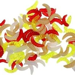 ATORSE 100 Pieces Soft Plastic Fishing Lures Artificial Baits Maggots Worms Fish Tackle Toy-image-60