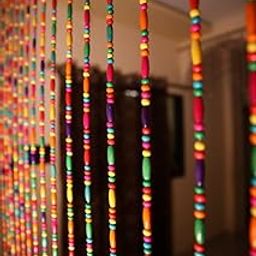 Soul Home Decor Multicolored Wooden Beads Curtains, Strings Curtain, Multicolored Strings Curtain, Boho Pattern Set of 16 Strings-image-30