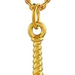 Gold Plated Brass Hanuman Ji Bajarangbali Gada Ghota Pendant With Chain Temple Jewellery For Unisex Adult-14