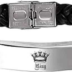 m men style King Bracelet For Men Stylish Latest Fashion Leather Hand Bracelet Steel Buckle Clasp Braided For Men And Boys Wrist Band SBr2025343-picture-0