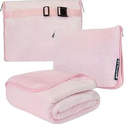 PAVILIA Travel Blanket Pillow, Soft Airplane Blanket 2-in-1 Combo Set, Plane Blanket Compact Packable, Flight Essentials Car Pillow, Travelers Gifts Accessories, Luggage Backpack Strap, 60x43 Pink-image-48