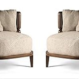 Trusted and Trendy Co. 100% Pure Teak Wood by Promenadez Modern Armchair, Accent Chair, Lounge Chair with Natural Rattan, Upholstered Comfy Single Sofa Chair for Living Room Bedroom (Set of 2 Chairs)-image-41