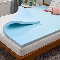 Linenspa Gel Infused Memory Foam Mattress Topper, 2 Inch, Full size, Blue-18