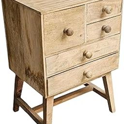 DanMart 5 Drawer Multipurpose Bed Side Stool Organizer with Stand – Engineered Wood Storage Chest | Sturdy Wooden Frame | Elegant Dresser for Bedroom, Closet & Living Room-14