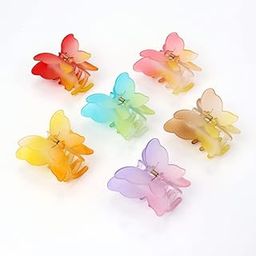 Trendy 6 Pcs Double Shaded Butterfly Hair Claw Clips Jaw Clamp Clutchers For Women & Girls Hair Accessory Set, (Multi)-image-78