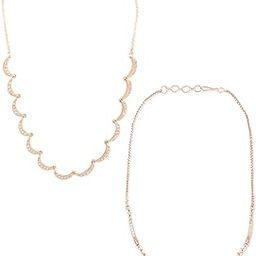 Combo of 2 Rose Gold Tone Contemporary Cubic Zirconia Sleek Necklaces For Women-ZPFK21457-image-75