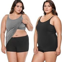 Adira | Plus Size Camisole with Cup | Camisole for Curvy Women | Built-in Bra | Full Coverage | Wire-Free | Removable Cups | Adjustable Straps | Soft Stretch Fabric | Pack of 2-image-52