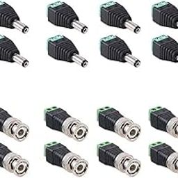 TAAPSEE 20 Pcs (10 Pcs X DC Male+10 Pcs X BNC Male) 5.5mm X 2.1mm Male DC Power Connector, BNC Male Balun Connector for Led Strip CCTV Security Camera Cable Wire Ends Plug Barrel Adapter-image-38