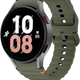 Oboe Silicone Strap 'COMPATIBLE WITH' Samsung Galaxy Watch 7 6 5 4 40/44mm Watch 6 Classic 43/47mm, Watch 5 Pro, Watch 4 Classic 42/46mm No Gap Threadline Design Strap (Army Green)[WATCH NOT INCLUDED]-image-8